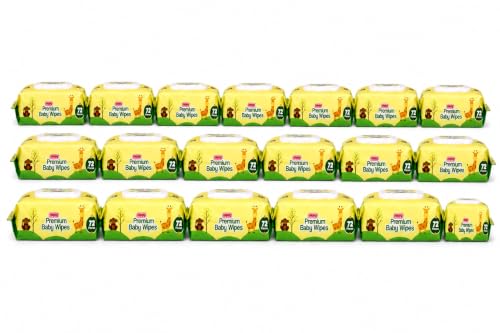 Image of Happy Premium Baby Wipes Export Quality with Aloe Vera & Vitamin E Alcohol-Free, Dermatologically Safe & pH Balanced | Gentle Skin Care for Newborns & Toddlers | Flip-Top Lid for Lasting Moisture (1368, 72 count (Pack of 19))