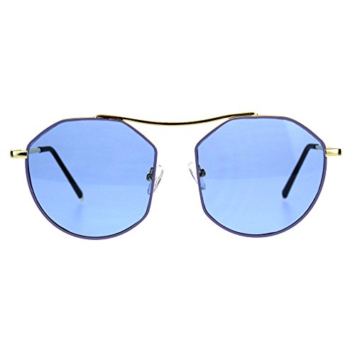 Mens Unique Luxury Metal Rim Bridgeless Color Lens Sunglasses2