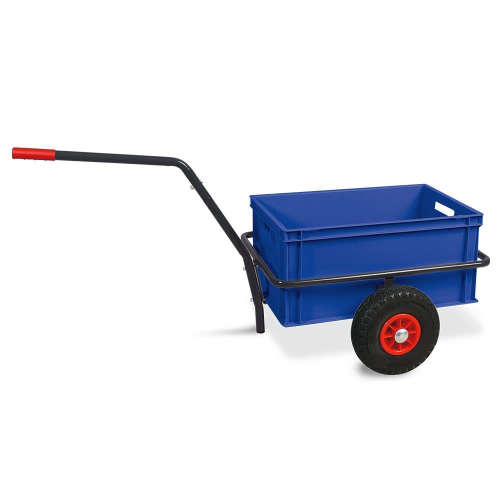 BRB Handwagen mit Kunststoffkasten H 280 mm, LxBxH 1250x640x660 mm, Tragkraft 200 kg (blau)
