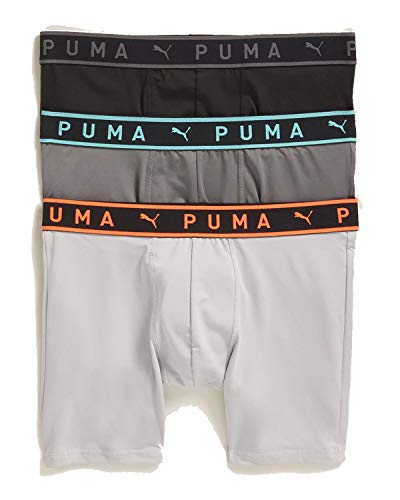 PUMA - Men's 3 Pack Performance Boxer Briefs PF19M15002AA-465 (Aqua/Orange, X-Large)