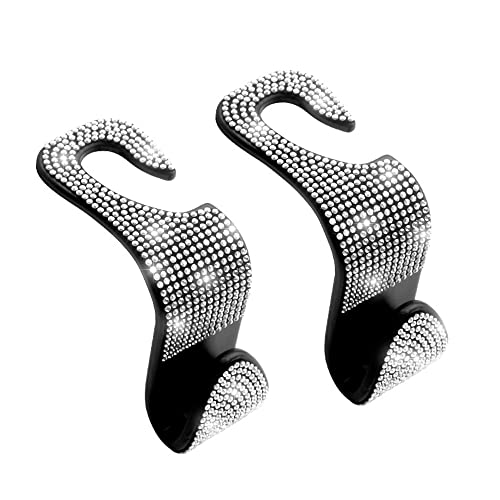 BLING Car Seat Headrest Hook Storage Bag General Purpose Car Bag Hook Grocery Bag Hook Durable Car Seat Hook Clothes Car Headrest Hook Car Hook Front and Rear Seat General (2PACK) (White)