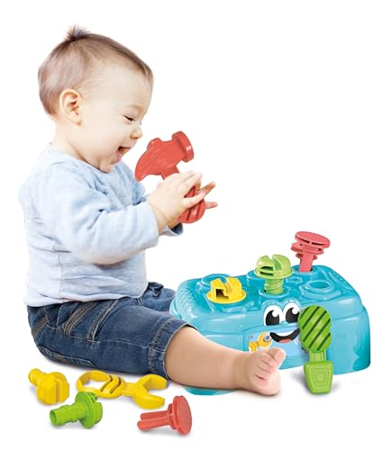 6. Bild von Clementoni Clementoni Baby Werkbank, Motorik-Spielzeug aus 100% recyceltem Material zur Entwicklung der Sinne, Werkzeug-Box mit Hammer,Schrauben & Schraubendreher, für Kleinkinder ab 10 Monaten 17042