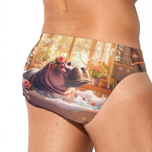 Bathroom Hippo Toilet Mens Swim Briefs Quick Dry Swim Trunk Bikini Underwear Swimsuit3
