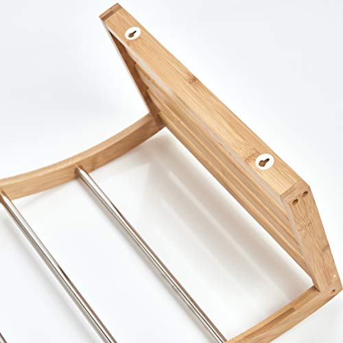 Zeller 13595 Handtuchregal 38 x 24 x 40 cm, Bamboo/Chrom