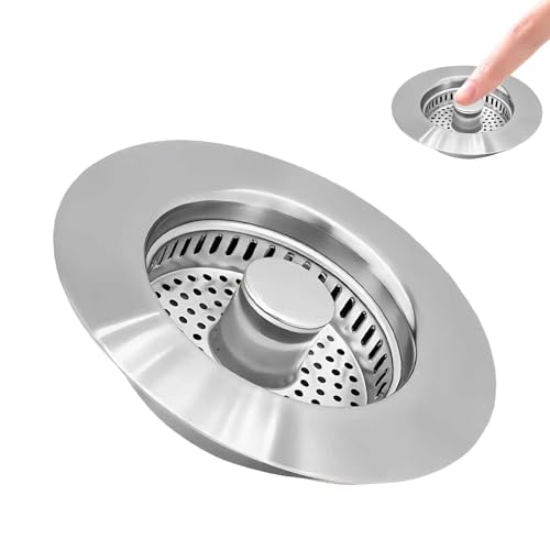 NiceBest Tapón Fregadero Cocina para Fregaderos 71-85mm, 3 en 1 Tapón Emergente Mejorado Filtro Desague Fregadero Colador Desague Acero Inoxidable 304 para Cocina y Baño