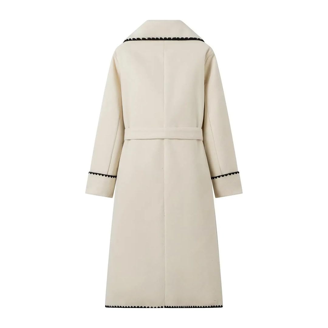 Abrigos de lana con cinturón para mujer, chaquetas largas, cortavientos, abrigo de invierno, abrigo grueso