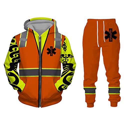 Sweats à capuche pompier homme et pantalon ensemble survêtement décontracté automne hiver