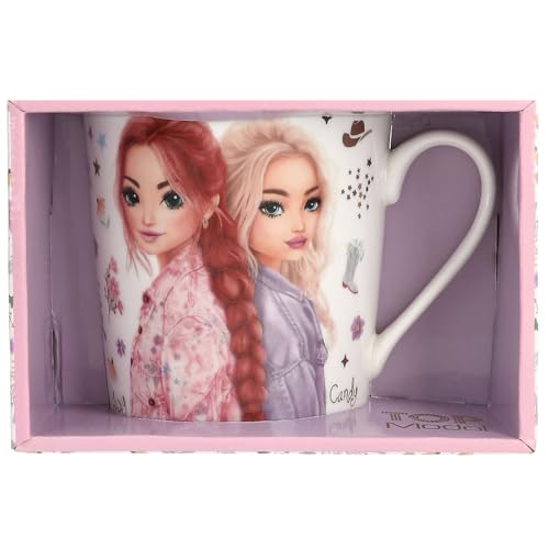 Depesche 13860 TOPModel Cowgirl - Taza en Blanco, con Motivo de Modelo, inscripción y Dorado, Taza de Porcelana, Capacidad Aprox. 300 ml