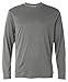 Champion Men's Long Sleeve Double-Dry Performance T-Shirt, Stone Grey, Medium