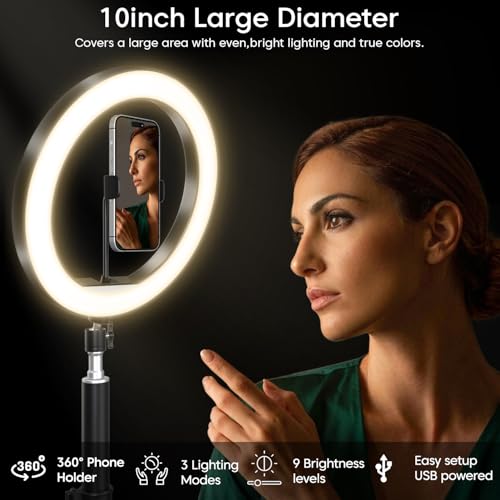 Image of Sounce 10 Inch LED Ring Light with 7 Feet Foldable Tripod Stand | 3 Colour Temperature Modes | Dimmable Lighting | for YouTube, TikTok, Vlogging, Photography & Makeup | Lightweight & Portable