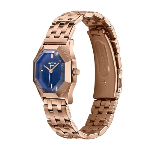 Image of Sonata Poze 8 Quartz Analog with Blue Dial IP Rose Gold Stainless Steel Strap Watch for Women - SP80169WM01W