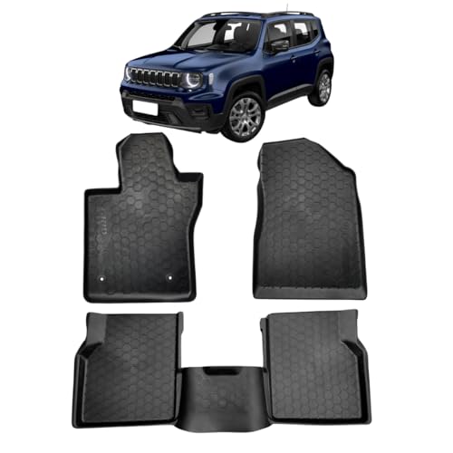 Tapete Bandeja de Borracha para Jeep Renegade Todos, Jogo Completo, 3mm de Espessura, Borda Alta