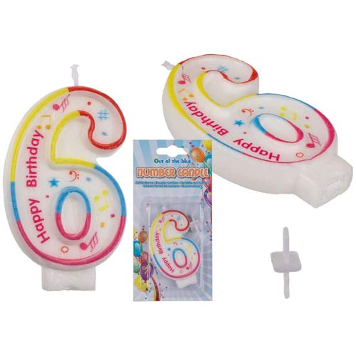 Deggelbam Bougie numérotée de 0 à 9 pour gâteau d'anniversaire / gâteau d'anniversaire / bougie chiffre pour gâteaux/faire de votre gâteau d'anniversaire un véritable accroche-regard (Numéro 6) Cover