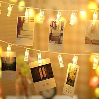 RamdevSales 16 LED Clip Light Battery Operated 16 Photos String Romantic Mood Light Ideal for Valentine Day Decoration Gift to Loved one Special Lighting for Diwali Christmas/Home Décor