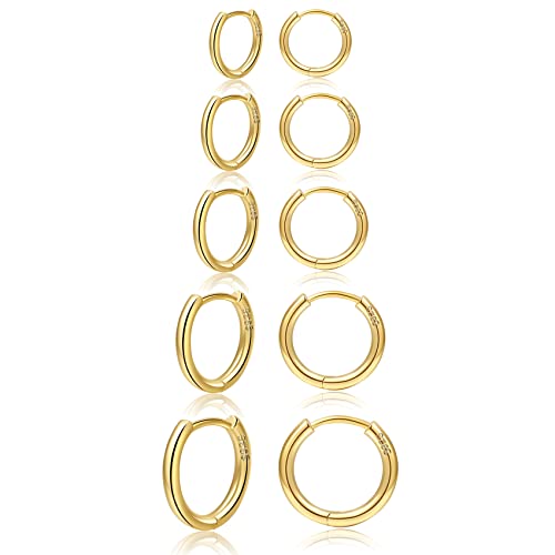 PABBEU 5 Paar Ohrringe Gold Creolen Goldene Ohrringe Damen Hypoallergen...