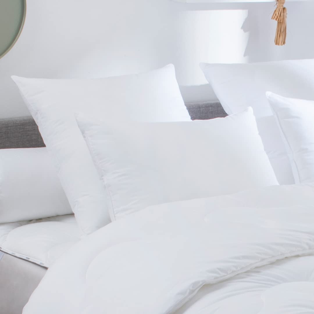 DODO | Oreiller Eco Green Medium 50x70 I Toucher Duvet Douillet I Fibres Recyclées Éco-Responsables I Enveloppe 100% Coton Naturel Percale I Fabriqué en France