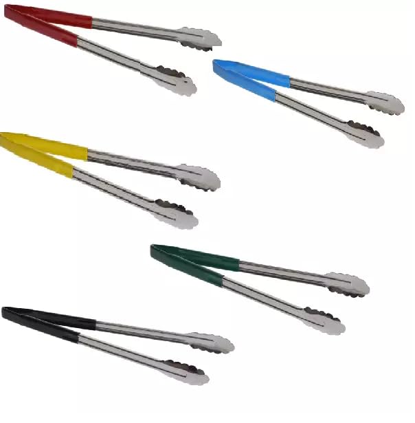 CateringBase Colour Coded Stainless Steel Buffet Tongs, Set of 5, 30.48 cm
