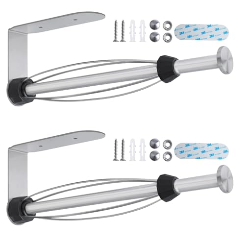 Image of 2 Pack Paper Towel Holder, Easy Tear with Damping Function, Single Hand Operable Wall Mount Paper Towel Holder, Self-Adhesive or Drilled for Kitchen,Under Cabinet, Bathroom.Stainless Steel