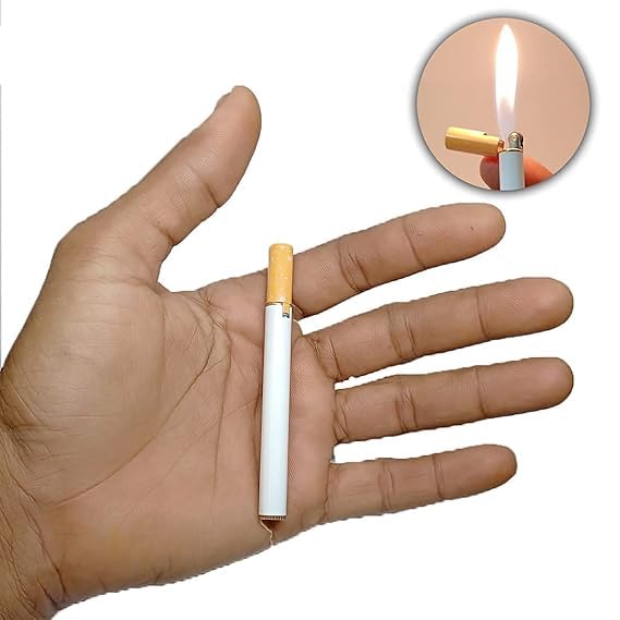 Image of Alkey Stylish Cigarette Shaped Lighter with Pencil & Round Shape Cigarette Metal Premium Refillable Classic Pocket Lighter