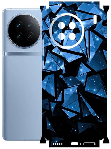 Image of AtOdds - Full Body Back Screen Guard Protector Film - Lamination Wrap Skin Sticker Compatible with VIVO X90 | Scratchproof Matte Finish (Blue Crystals)