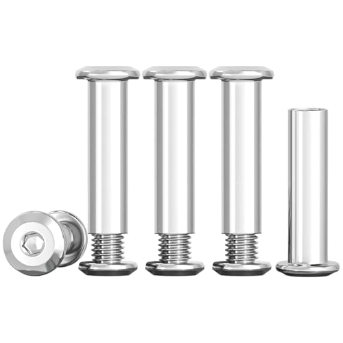 Drenky 10 Sets Connecting Bolts M4 Belt Buckle Binding Bolts 304 Stainless Steel Screw Post M4 X 30mm Furniture Bolts Sleeve Nuts for Bed Door