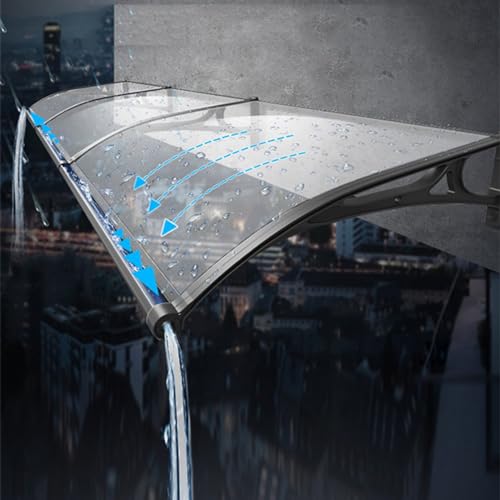 Toldo de aluminio champán para puerta de entrada, refugio de policarbonato transparente para exteriores, protección duradera contra la intemperie, pantalla de ventana de jardín con mesa de fregadero