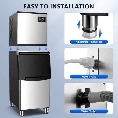 Image of 450LBS /24H Commercial Ice Maker Machine 250LBS Bin Split