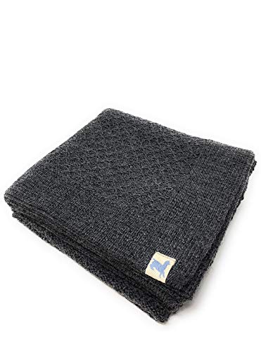 | Babies’ Receiving & Security Blanket | 100% Baby Alpaca Wool, Unisex, Allergen & Dye Free, Luxury Heirloom Quality (Charcoal Honeycomb)