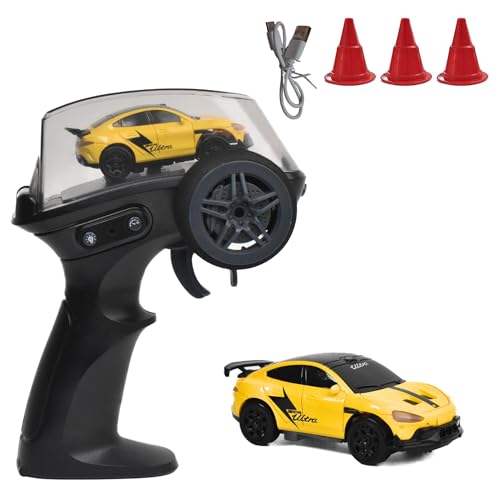 Image of L.O.T Cars Dash Remote Control Car Toy | 2.4Ghz, 1:64 Scale | Rc Cars, Rc Drifting Cars, Proportional Steering, Birthday Gift, Dual-Speed Modes & Lights with 100m Remote Range (Sports Yellow)
