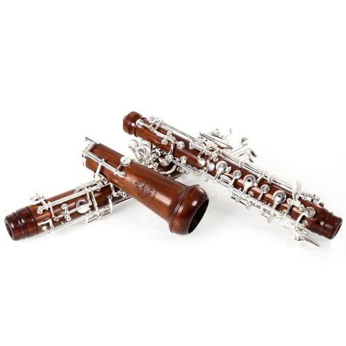 Periodo di garanzia: 1 anno Rochix Oboe Professional Performance Level RHS13 Redwood corpo argentato semi-automatico C tono con 2 linguette, 1 panno per la pulizia,