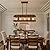 Rustic Farmhouse Wood Kitchen Island Lighting, 5 Lights Rectangular Pendant Light Fixture, Adjustable Rods Oak Wood and Metal Linear Chandelier for Kitchen Island Farmhouse Dining Room, Black