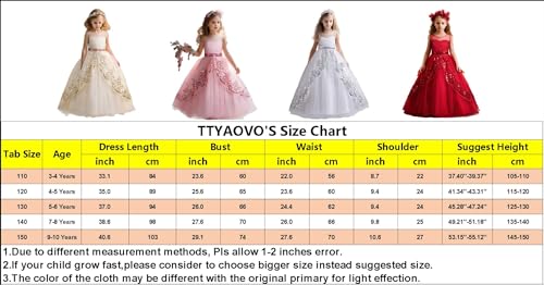 Ttyaovo Girl Flower Dress Birthday Wedding Pageant Parrty Long Gown Size 150 thumb #6