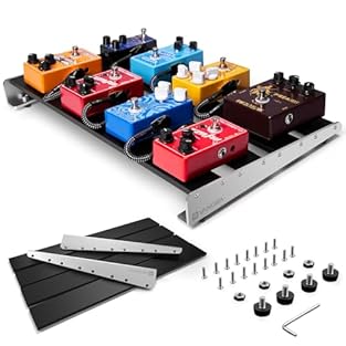 ?STURDY & LIGHTWEIGHT?Aluminum alloy construction, sturdily built but is merely 3 lb, half of the weight of the same size all-metal pedalboard, with hook & loop, pedals can stand strongly in place and it is convenient to take them off. ?GOOD CAPACITY...