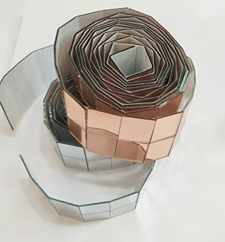 250 Stück 2 cm Glasspiegel-Rollfliesen zum Basteln, 3/4 Zoll Mini-quadratische Glasspiegel-Fliesen, selbstklebende Spiegelstreifen für die Wand (silberner Spiegel, 2,5 m)