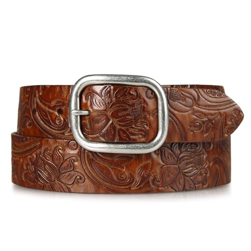 Lucky Brand Women's Embroidered Leather Belt | Stylish | Classic | Western-Inspired | American Heritage | Jean | Pant