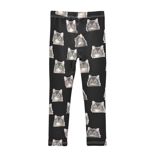 Black Cat White A Girls Leggings Athletic Pants Tights Stretch Bottom2