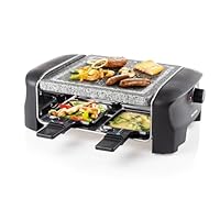 Princess Raclette-Grill für bis zu 4 Personen – mit Naturstein-Grillplatte und einstellbarem Thermostat, 600 Watt, inkl. antihaftbeschichteten Raclette-Pfännchen, leicht zu reinigen