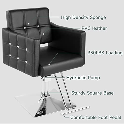 Hicomony Black Salon Chair For Hair Stylist, Hydraulic Barber Chair For Barbershop, All-Purpose Hair Salon Chair, Beauty Equipment For Women (Black) #TOP3
