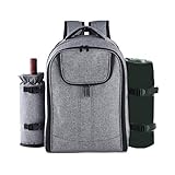 Bagalqio Picknickrucksack Picknicktasche Hamper Cooler Bag Multifunktionale Tragbare Geschirrisolierungstasche Picknickrucksack Mit Hardliner Große PicknickLunchTasche Kühltasche Für Camping