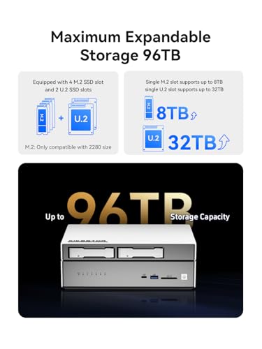 Image of FS510402D NAS Server - 6-Bay All-Solid-State NAS Storage & Mini PC, 4X M.2 + 2X U.2 SSD, Personal Cloud Storage Device with Dual 10G Network Storage, Home NAS /Network Attached Storage