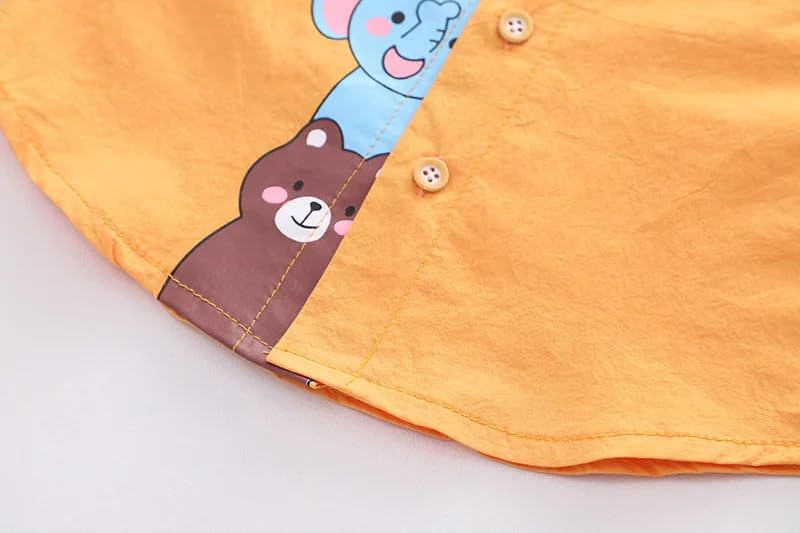 Image of Bold N Elegant Boys Cartoon Cotton Shirt Denim Shorts Set