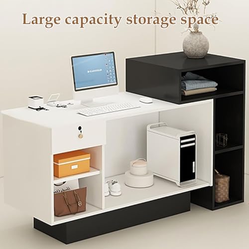 Recept desk chiudibile con serratura con apertura sto, scrivania moderna da ufficio per aziende, contatore per nizat efficienti e professal Worpaces