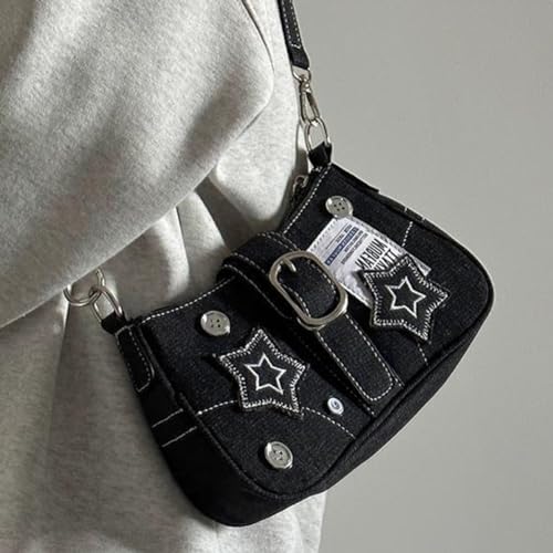 ARVALOLET Damen-Handtasche im Y2K-Stil Tasche, Große Kapazität, Stern-Denim, Lässige Clutch