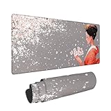 ゲーミン マウスパッド 大型 桜 デスクマッ大型 グレー 特大 ゲーミングマウスパッド 滑り止め ゴム底 防水 耐久性 おおきい キーボードマット仕事 ゲーム オフィス ホーム用 1400x600x3mm -36039