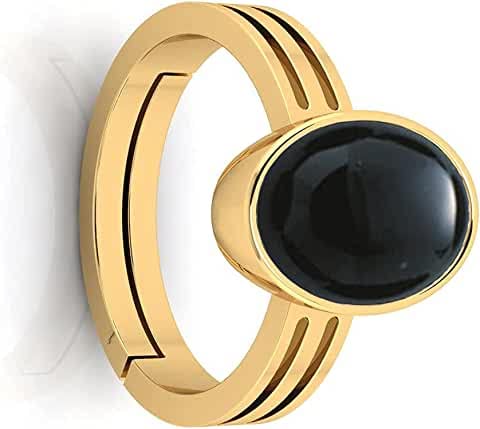 Anello regolabile in onice nero naturale certificato al 100% da 5,25 ratti/4,00 carati (Sulemani Hakik placcato in oro, 100% gemma certificata da laboratorio (top AAA+), qualità per uomini e donne