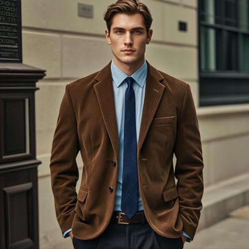 EMERAIDVLN Mens Corduroy Blazer Vintage Suit Jacket Casual Work Wear 2 Button Notch Lapel Christmas Sport Coat2
