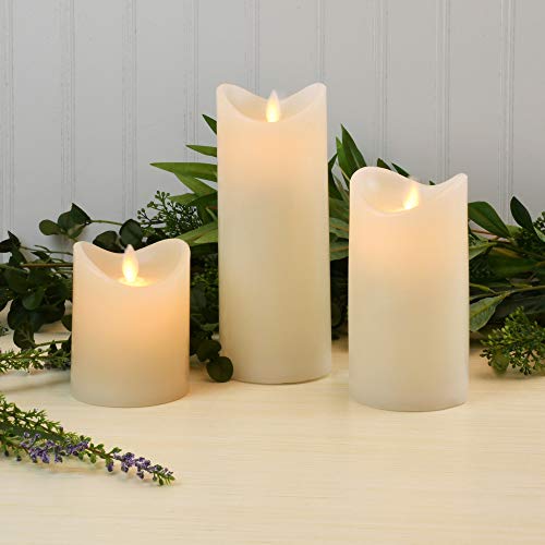 Image of LumaBase Battery Operated LED Wax Candles with Flickering Flame - Set of 3