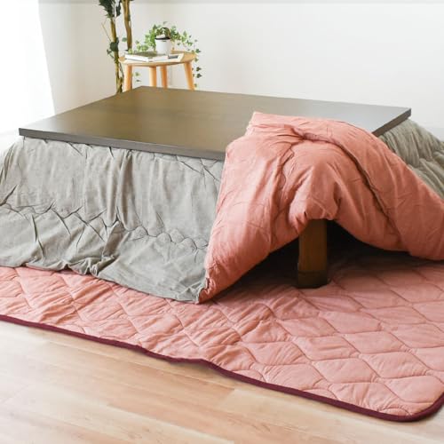 こたつ布団 セット 長方形 2点セット 日本製 リバーシブル 掛け布団 185×235cm + 敷き布団 190×240cm 計2点 レッド グレー こたつ掛け敷きセット こたつセット こたつ布団セット 国産 あったか 暖かい 無地こたつ コタツ 炬燵 火