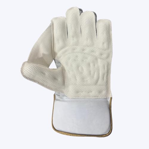 Image of WHITEDOT SPORTS Helix Cricket Wicket Keeping Gloves, Premium Leather, Gold Camo Design, Adult Size (Mens /Adult /Large)