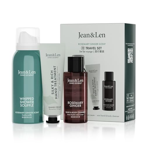 Jean & Len Set de viaje de romero y jengibre, pequeño regalo o recuerdo ideal, productos para el cuerpo y la mente, embalaje certificado FSC, tamaño pequeño para viaje, set de regalo vegano Jean & Len Set de viaje de romero y jengibre, pequeño regalo o recuerdo ideal, productos para el cuerpo y la mente, embalaje certificado FSC, tamaño pequeño para viaje, set de regalo vegano